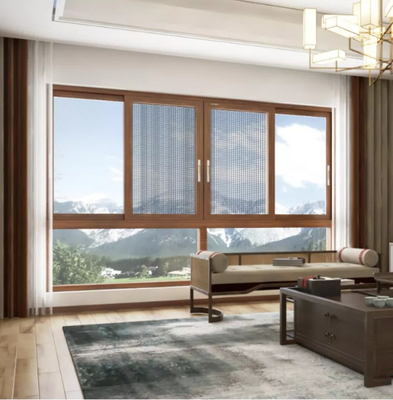 1.5mm Three Track Aluminium Sliding Windows Deep Grey Frame Non Broken Bridge