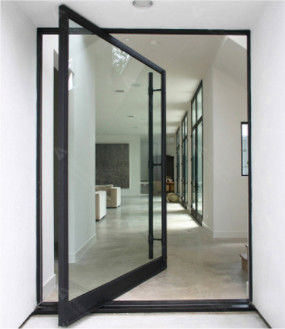 Classic Aluminum Frosted Glass Pivot Doors Mill Finish Soundproof