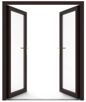 PVDF Coated Aluminium Casement Doors , Toughened Glass External Doors Anodized