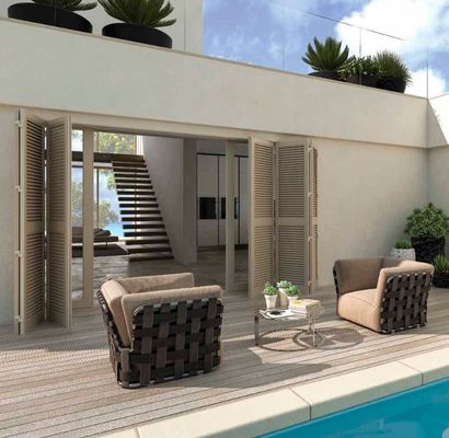Non Thermal Break Aluminium Mesh Sliding Doors , Louver Folding Doors