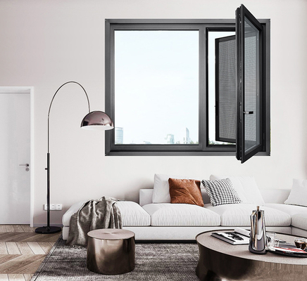 Outward Double Glazed Mesh Aluminum Swing Window Europe Heat Insulation