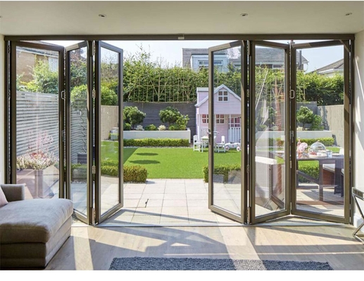 Customized Exterior Patio Bifold Door Aluminum Alloy 5.0mm Thickness