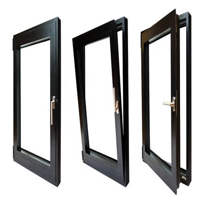 Double Glazed Aluminium Tilt And Turn Windows Anodized With Gold Handles ISO9001