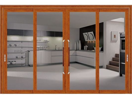 Non Thermal Break Aluminum Sliding Doors With 2 Track 1.6mm Thickness Wood Grain