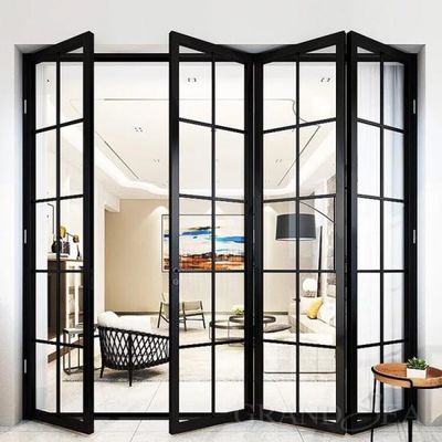 Ornamental Aluminum Folding Doors Glass 5mm-12mm Thickness For Balcony